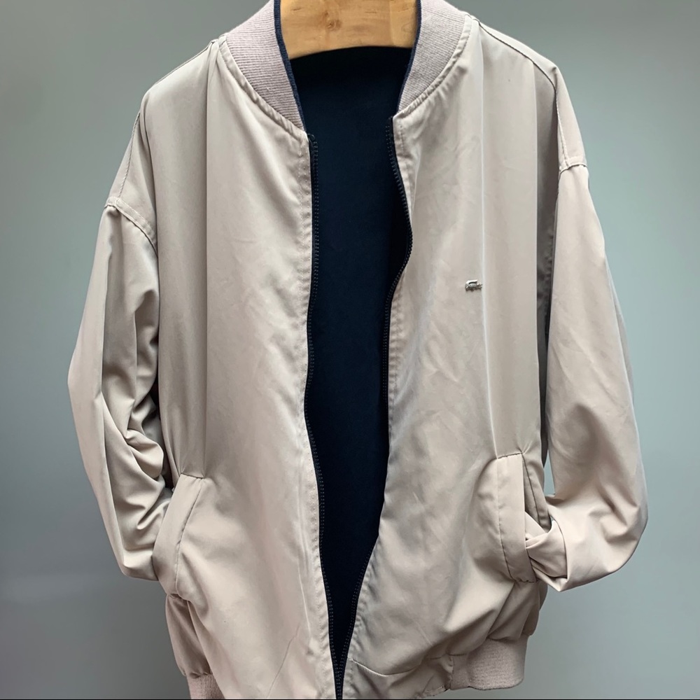 Lacoste | Reversible Navy Blue Beige Zip Up Jacket